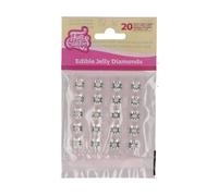 FunCakes Diamants comestibles Jelly Diamonds Clear, transparents 1 cm, prêt à l'emploi Set/20