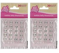 FunCakes Comestible Jelly Diamonds Clear: Prêt à l'emploi pour la décoration de gâteaux, parfait pour les gâteaux élégants d'anniversaire et de mariage, les cupcakes et autres, Set/20 (Lot de 2)