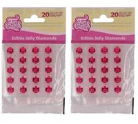 FunCakes Comestible Jelly Diamonds Pink: Prêt à l'emploi pour la décoration de gâteaux, parfait pour les gâteaux élégants d'anniversaire et de mariage, les cupcakes et autres, Set/20 (Lot de 2)