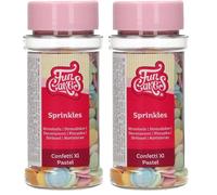 FunCakes Confetti XL Pastel: Sprinkles de gâteau, bon goût, parfait pour la décoration de gâteaux, Sprinkles de confettis. 55 g. (Lot de 2)