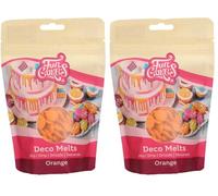 FunCakes Deco Melts Orange - Trempez, coulez, arrosez et décorez ! Faire fondre brièvement au micro-ondes ou au bain-marie, 250 g (Lot de 2)