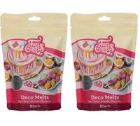 FunCakes Deco Melts Schwarz - Trempez, coulez, arrosez et décorez ! Faire fondre brièvement au micro-ondes ou au bain-marie, 250 g (Lot de 2)
