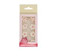 FunCakes Décorations en Sucre Blossom Mix White/Pink: Prêt à l'emploi pour la décoration de gâteaux, pour les cupcakes, les muffins et autres, Edible Sugar Decorations - Set/32