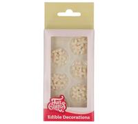 FunCakes Décorations en Sucre Chrysanthemum White/Light Pink: Prêt à l'emploi pour la décoration de gâteaux, pour les cupcakes, les muffins et autres, Edible Decorations - Set/30