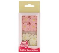 FunCakes Décorations en Sucre Daisies White/Pink: Prêt à l'emploi pour la décoration de gâteaux, pour les cupcakes, les muffins et autres, Edible Decorations - Set/12