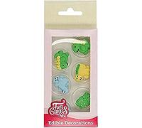 FunCakes Sugar Decorations Dino: Prêt à l'emploi pour la décoration de gâteau, parfait pour les petits gâteaux, les muffins et plus, certifié sans gluten, ensemble / 12