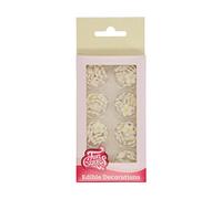 FunCakes Décorations en Sucre Fleurs blanches: Prêt à l'emploi pour la décoration de gâteaux, pour les cupcakes, les muffins et autres, Edible Sugar Decorations White Blossoms - Lot de 8