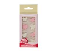FunCakes Décorations en Sucre Nœuds Rosa/Blanc: Prêt à utiliser pour la décoration de gâteau, Parfait pour les cupcakes, les muffins et plus, Edible Decorations - Set/8