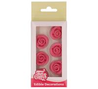FunCakes Décorations en Sucre Roses Pink: Prêt à l'emploi pour la décoration de gâteaux, pour les cupcakes, les muffins et autres, Edible Decorations - Set/6