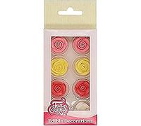 FunCakes Décorations en Sucre Roses: Prêt à l'emploi pour la décoration de gâteaux, pour les cupcakes, les muffins et autres, Edible Sugar Decorations - Set/8