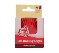 FunCakes F84465 Caissettes à Cupcake Feuille Rouge Métallique Pack de 48, Moules à Cupcakes et Muffins Cuisson de Petit Gâteau Pâtisserie - 48 Pièces