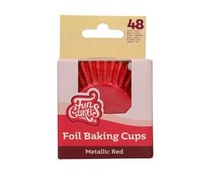FunCakes F84465 Caissettes à Cupcake Feuille Rouge Métallique Pack de 48, Moules à Cupcakes et Muffins Cuisson de Petit Gâteau Pâtisserie - 48 Pièces