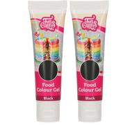 FunCakes Food Colour Gel Noir: Colorant Alimentaire Gel Concentré pour le Fondant, la Pâte d'Amande, la Crème. Dosage Simple et Facile. Créer des Couleurs Vives. Halal. 30 g (Lot de 2)