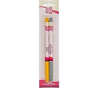 FunCakes Food Pen Or-Argent: Stylo Alimentaire pour Décoration de Gâteaux, Pâtisseries et Desserts, Pointe Flexible pour Lignes Épaisses et Fines, Idéal pour Personnaliser, Certifié Halal