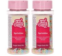 FunCakes Granulés en Sucre Mix: Sprinkles gâteau, goût délicieux, parfait pour décorer les gâteaux et les cupcakes, Granulés en Sucre. 80 grammes (Lot de 2)