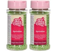 FunCakes Granulés en Sucre Vert: Sprinkles de gâteau, Goût délicieux, Parfait pour décorer les gâteaux et cupcakes, Granulés en Sucre. 80 grammes (Lot de 2)