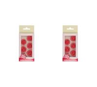 FunCakes Marzipan Decorations Roses Pink: Prêt à l'emploi pour la décoration de gâteau, parfait pour les cupcakes, muffins et plus, certifié sans gluten, Set / 6 (Lot de 2)