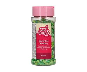 FunCakes Medley Paillettes Vert: Sprinkles de gâteau, bon goût, parfait pour la décoration de gâteaux, Mix sprinkles. 65 g.