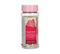 FunCakes Metallic Sugar RodsXL Argent: Sprinkles gâteau, Bon Goût, Parfait pour la Décoration de Gâteau, Sprinkles Cupcake 70 g.