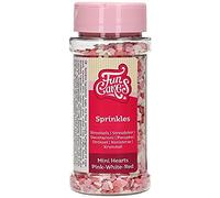 FunCakes Mini Coeurs Rose/Blanc/Rouge: Sprinkles gâteau, Bon Goût, Parfait pour la Décoration de Gâteau, Sprinkles Cupcake. 60 g.