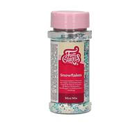 FunCakes Mini-flocons de Neige Mix: Sprinkles gâteaux, bon goût, parfait pour la décoration de gâteaux, paillettes de flocons de neige. 50 grammes.