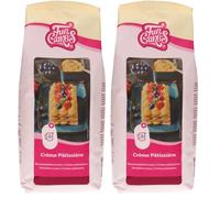 FunCakes Mix pour Crème Pâtissière, Facile à utiliser, Crème pâtissière délicieuse pour garnir les gâteaux, cupcakes et autres friandises, Ajoutez uniquement de l'eau, Halal. 1 kg (Lot de 2)
