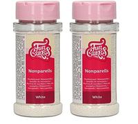 FunCakes Nonpareils Blanc: Sprinkles de gâteau, bon goût, parfait pour la décoration de gâteaux, des centaines et des milliers de sprinkles. 80 g. (Lot de 2)
