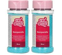 FunCakes Nonpareils Bleu: Sprinkles de gâteau, bon goût, parfait pour la décoration de gâteaux, des centaines et des milliers de sprinkles. 80 g. (Lot de 2)