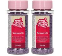FunCakes Nonpareils Mauve: Sprinkles de gâteau, bon goût, parfait pour la décoration de gâteaux, des centaines et des milliers de sprinkles. 80 g. (Lot de 2)