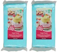 FunCakes Pâte à Sucre Baby Blue: facile à utiliser, lisse, flexible, douce et pliable, parfaite pour la décoration de gâteaux, halal, casher et sans gluten. 1 kg (Lot de 2)