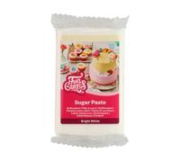 FunCakes Pâte à Sucre Bright White: facile à utiliser, lisse, flexible, douce et pliable, parfaite pour la décoration de gâteaux, halal, casher et sans gluten. 250 g