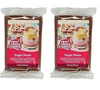 FunCakes Pâte à Sucre Maroon Brown: facile à utiliser, lisse, flexible, douce et pliable, parfaite pour la décoration de gâteaux, halal, casher et sans gluten. 250 g (Lot de 2)