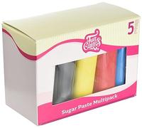 FunCakes Pâte à Sucre Multipack Couleurs Primaires: 5 couleurs: blanc, jaune, bleu, rouge, noir 5 x 100 g