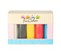 FunCakes Pâte à Sucre Multipack Primaires Facile à Utiliser Flexible Parfait pour Décorer Gâteaux Halal Casher sans Gluten Blanc/Jaune/Bleu/Rouge/Noir 520 g FC97025