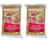 FunCakes Pâte à Sucre Teddy Bear Brown: Facile à utiliser, lisse, flexible, doux et pliable, parfait pour la décoration de gâteaux, Halal, casher et sans gluten. 250 g (Lot de 2)