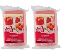 FunCakes Pâte d’amande Baby Pink: Facile à utiliser, goût délicieux, flexible et lisse, facile à dérouler, fin et ferme, parfait pour la décoration de gâteaux, halal, casher et sans gluten. 250 g.