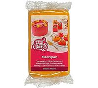FunCakes Pâte d’amande Golden Yellow: Facile à utiliser, goût délicieux, flexible et lisse, facile à dérouler, fin et ferme, parfait pour la décoration de gâteaux, halal, casher et sans gluten. 250 g.