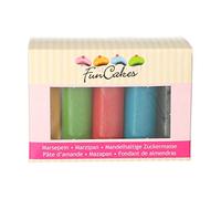 FunCakes Pâte d'Amande Multipack Essential Colors Délicieux Facile à Utiliser Parfait pour Décorer Gâteaux Halal Casher sans Gluten 5 Couleurs Jaune Vert Bleu Rouge Noir 520 g FC99905