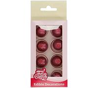 FunCakes Pearl Choco Balls Ruby: Prêt à l'emploi pour la décoration de gâteaux, parfait pour les gâteaux, cupcakes et plus, Délicieuse saveur de chocolat, Certifié sans gluten, Set / 8