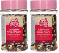 FunCakes Perles Croustillantes Chocolat Mix: Sprinkles gâteau, bon goût, parfait pour la décoration de gâteaux, pépites de chocolat. 155 g. (Lot de 2)