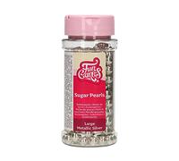 FunCakes Perles en Sucre Grand Argent Métallique: sprinkles gâteau, bon goût, parfait pour la décoration de gâteaux, perles de sucre comestibles. 80 g.
