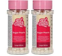 FunCakes Perles en Sucre Large White: sprinkles gâteau, bon goût, parfait pour la décoration de gâteaux, perles de sucre comestibles. 70 g. (Lot de 2)
