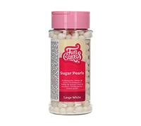 FunCakes Perles en Sucre Large White: sprinkles gâteau, bon goût, parfait pour la décoration de gâteaux, perles de sucre comestibles. 70 g.