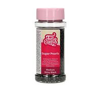 FunCakes Perles en Sucre Moyennes Noir Brillant: sprinkles gâteau, bon goût, parfaites pour la décoration de gâteaux, perles de sucre comestibles. 80 g.