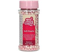 FunCakes Perles Moelleuses Medium Rose/Blanc: Sprinkles gâteau, bon goût, parfait pour la décoration de gâteaux, perles de sucre tendre comestibles. 60 g.