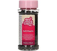 FunCakes Perles Moelleuses Moyennes Noir: sprinkles gâteau, bon goût, parfait pour la décoration de gâteaux, perles de sucre tendre comestibles. 55 g.