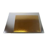 FunCakes Plateaux à Gâteau Or/Argent Carré 25 cm : Carré Plateaux à Gâteau, Idéal comme Cake Board ou Gâteaux superposés, Haute qualité, 3 pièces.