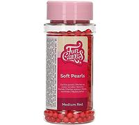 FunCakes Soft Pearls, Perles de Sucre Tendres, Medium Shiny Red, 80 g