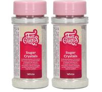 FunCakes Sugar Crystals -Blanc-: Saupoudrage pour gâteaux, excellent goût, parfait pour la décoration de gâteaux, saupoudrage pour cupcakes. 80 g. (Lot de 2)