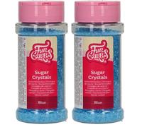 FunCakes Sugar Crystals -Bleu-: Saupoudrage pour gâteaux, excellent goût, parfait pour la décoration de gâteaux, saupoudrage pour cupcakes. 80 g. (Lot de 2)